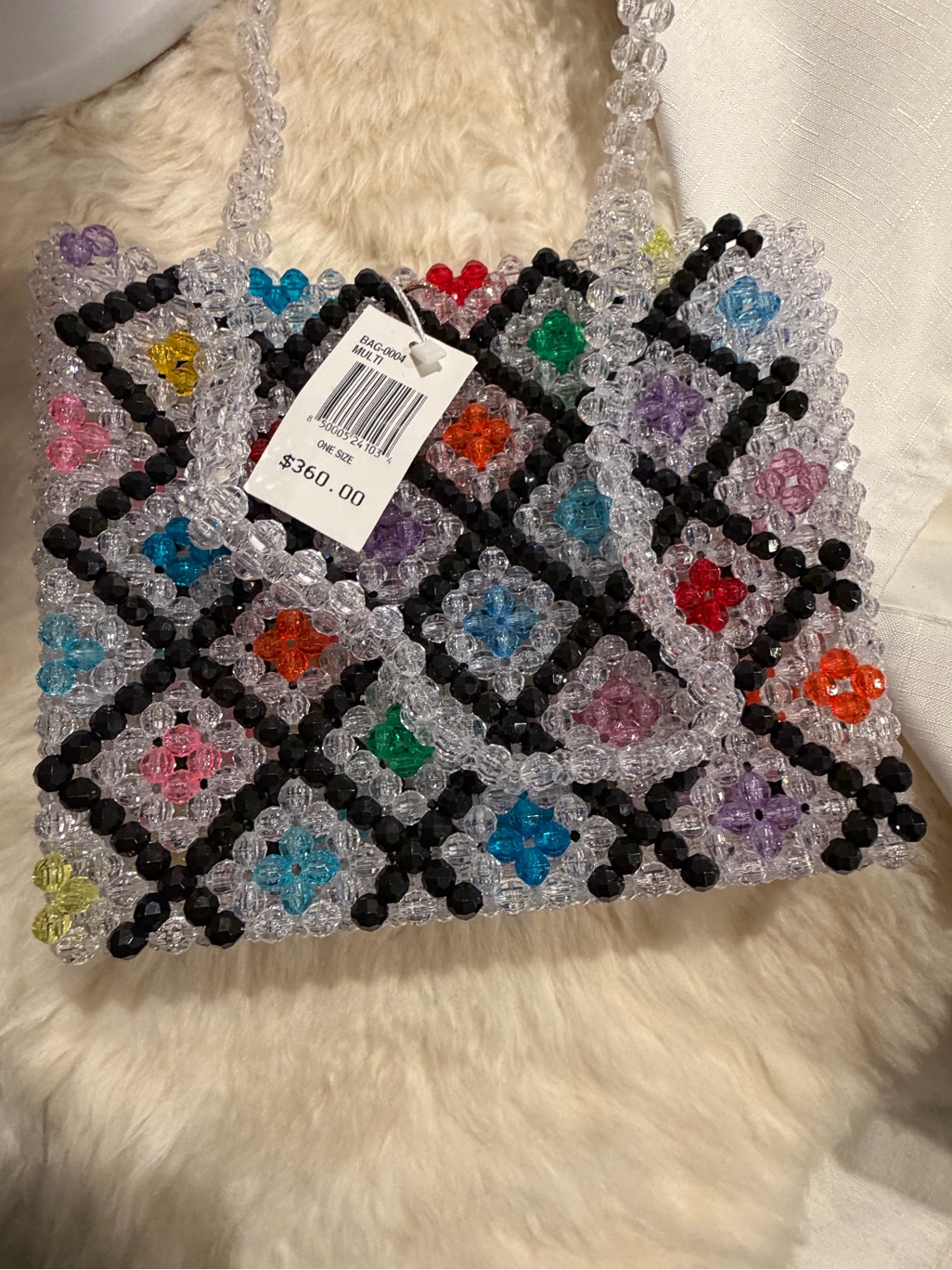 Susan Alexandra Clear Beaded Mini Bag With Multicolor Flower Beads — image 2 of 3